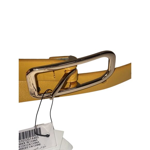 NWT WHITE HOUSE BLACK MARKET Skinny Leather Reversible Belt Yellow Gold Buckle S - Picture 5 of 6